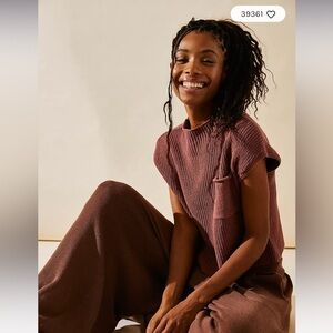 Free people Freya sweater set withered rose combo